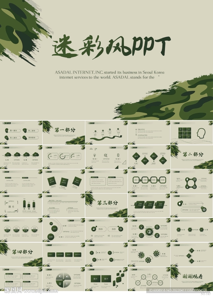 迷彩风工作总结汇报商务PPT