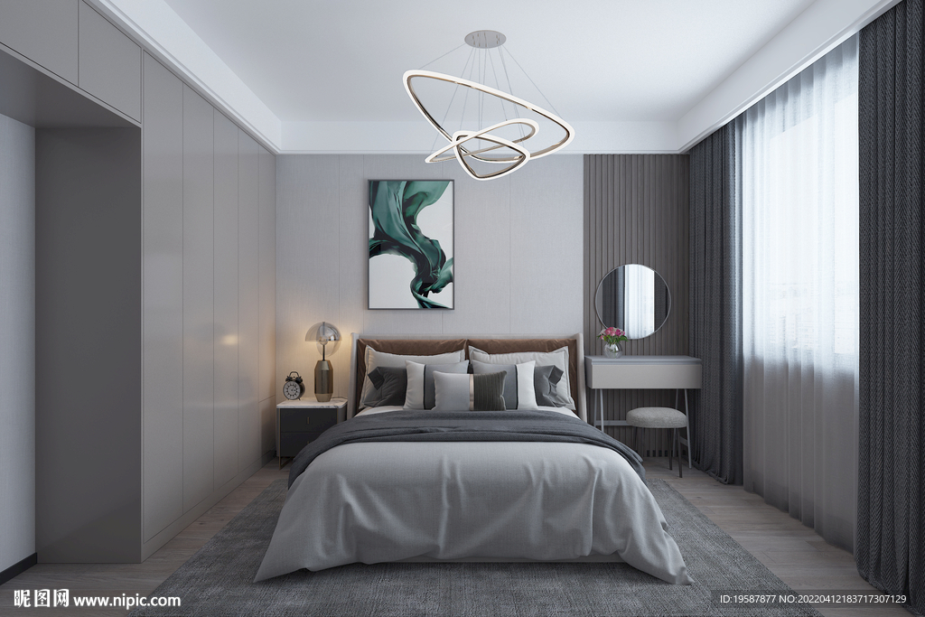 现代卧室集成墙面效果图模型