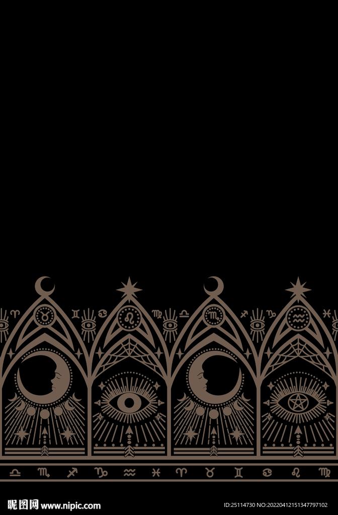 星座月亮眼睛印花