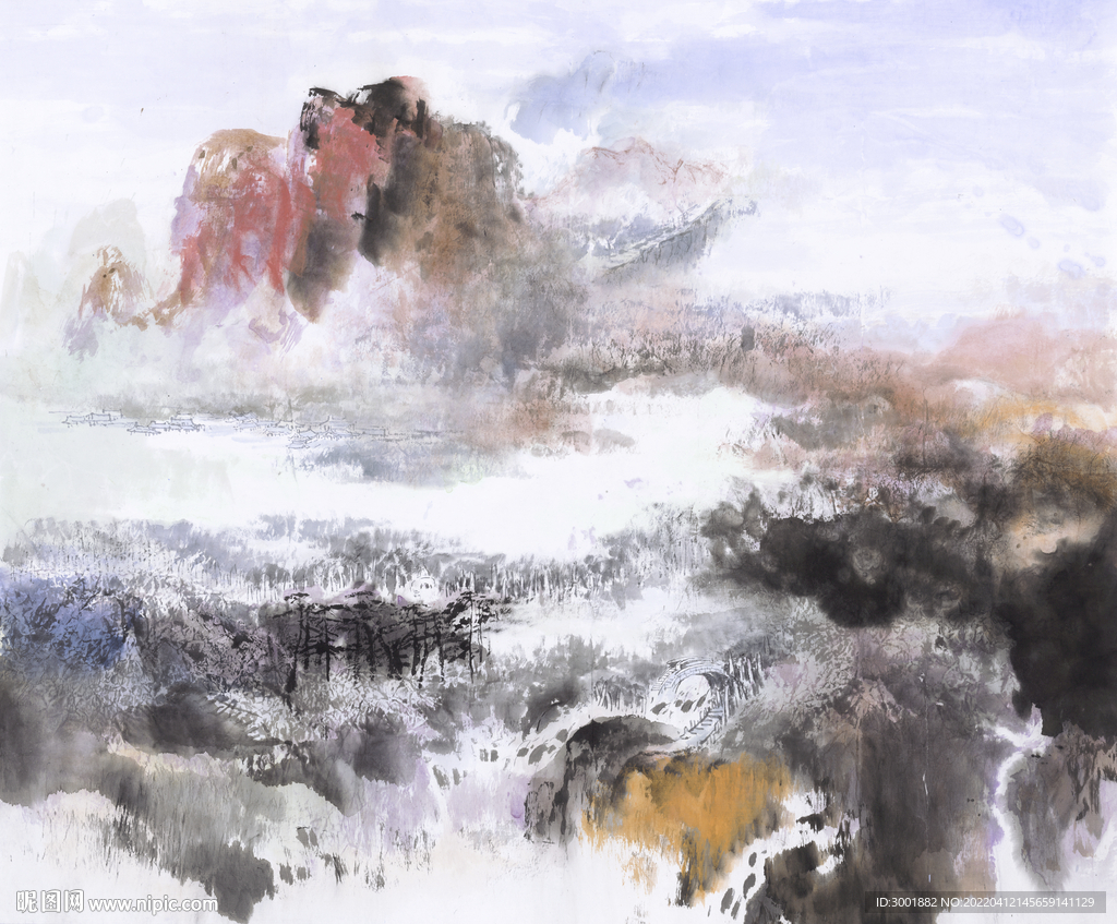 轻奢装饰画 抽象山水画