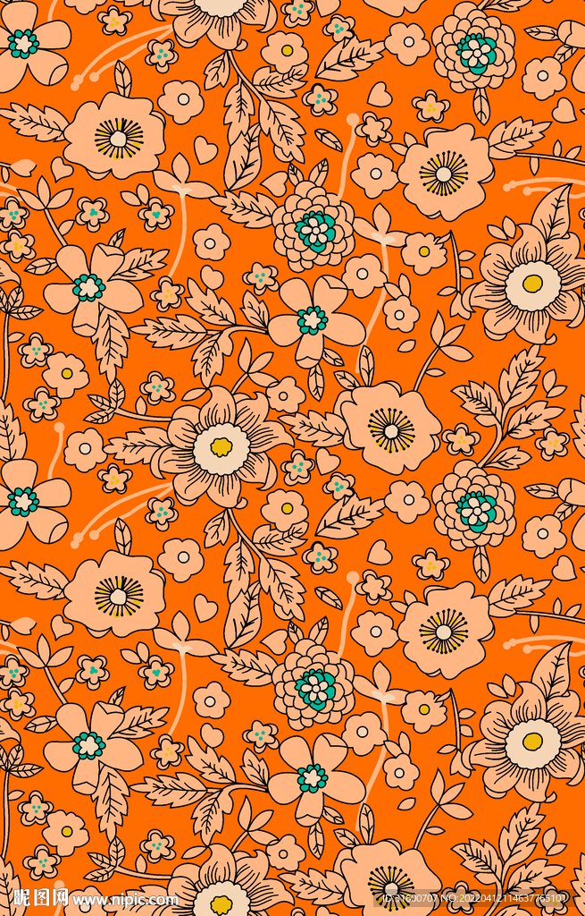 线描小碎花