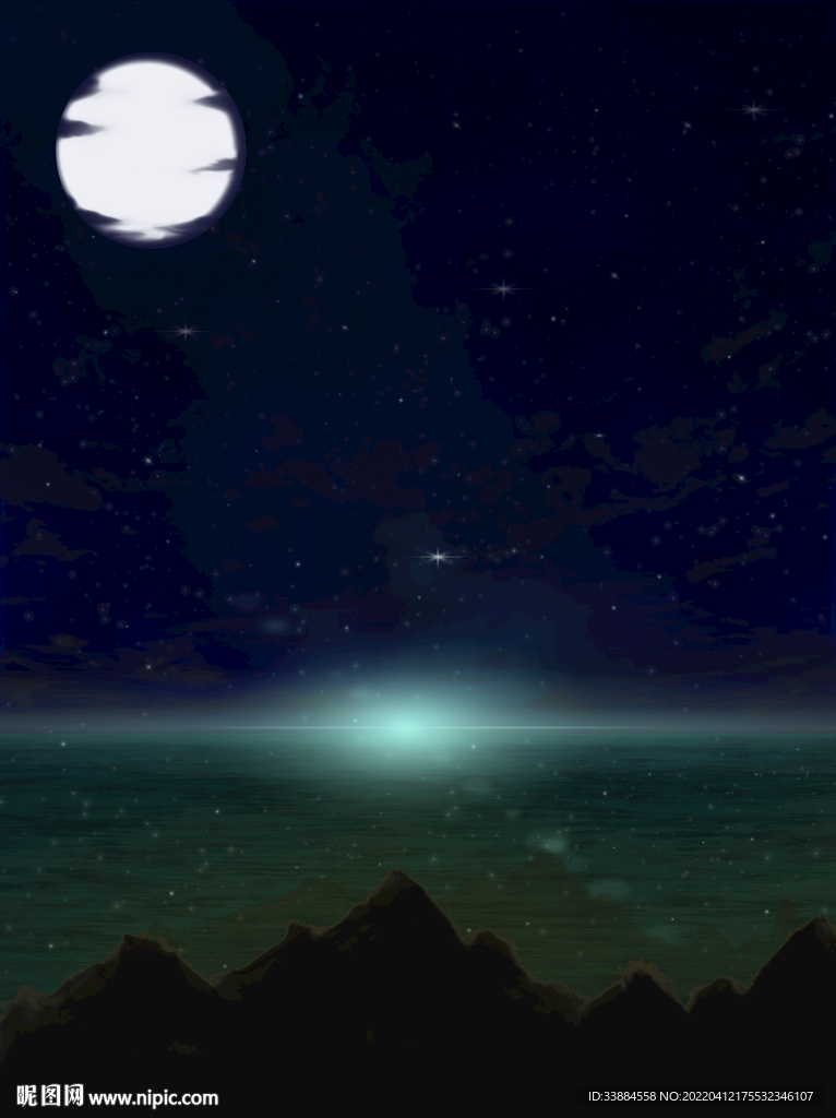 山群海边黑夜星空