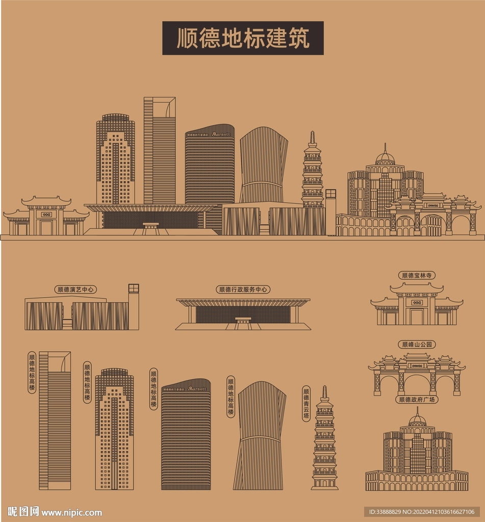 顺德地标建筑剪影