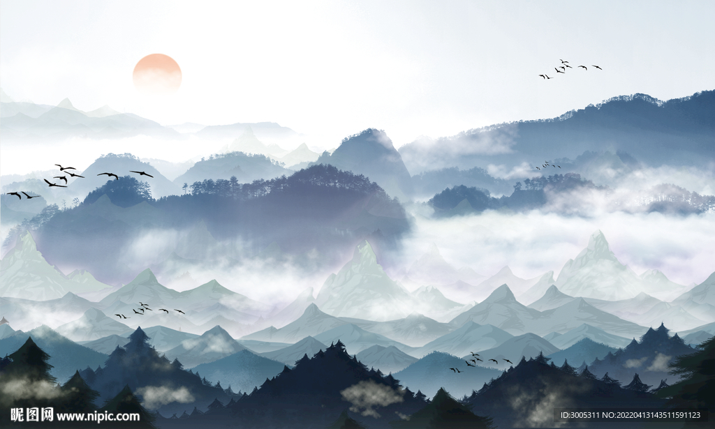 轻奢装饰画 新中式山水画