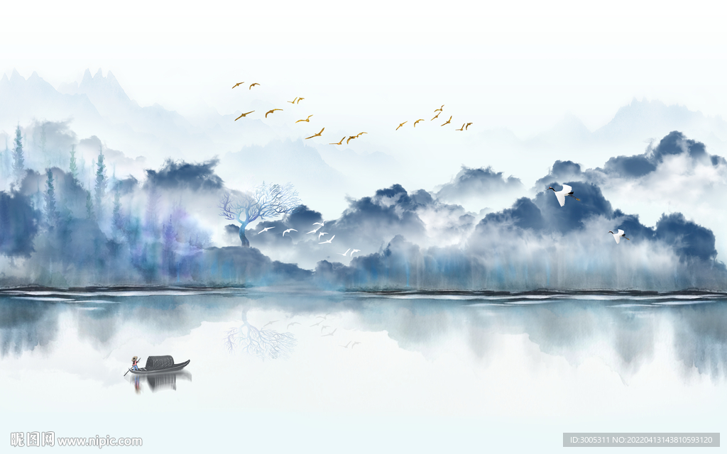 轻奢装饰画 新中式山水画