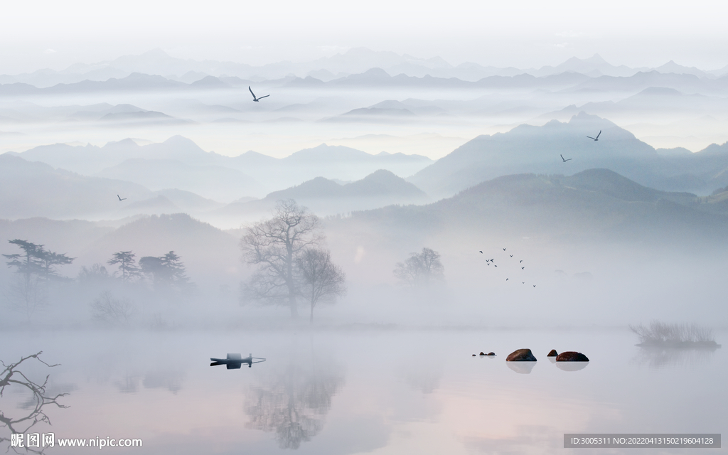 轻奢装饰画 新中式山水画