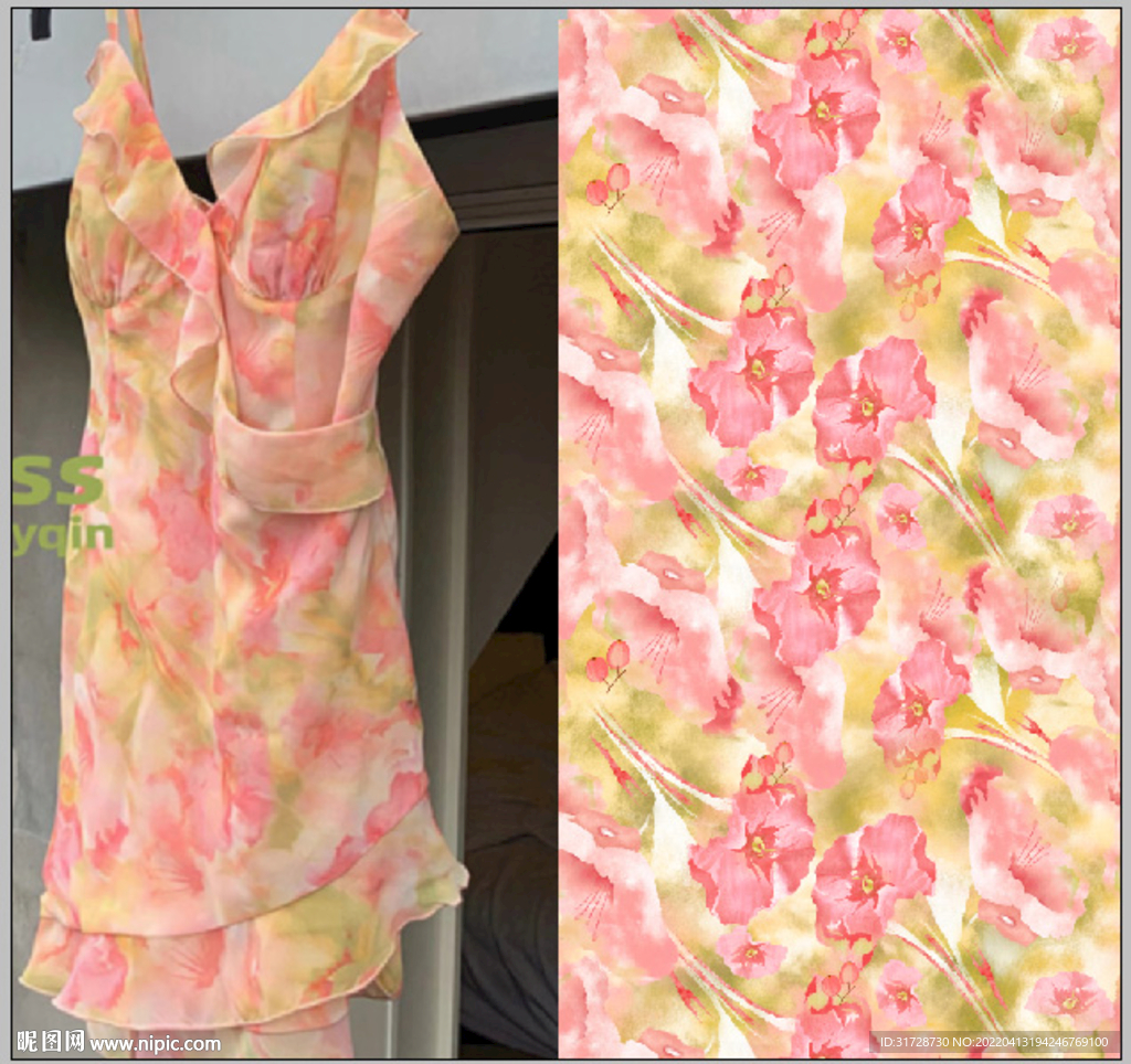 大牌 手绘花 数码印花