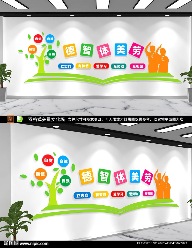 德智体美劳校园文化墙