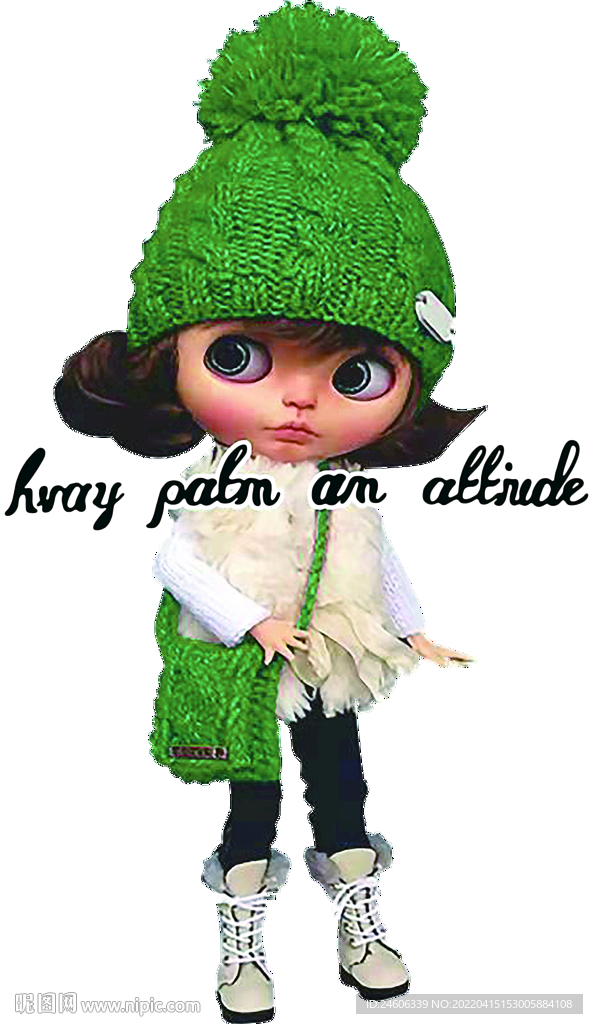 绿帽子女孩卡通印花烫画