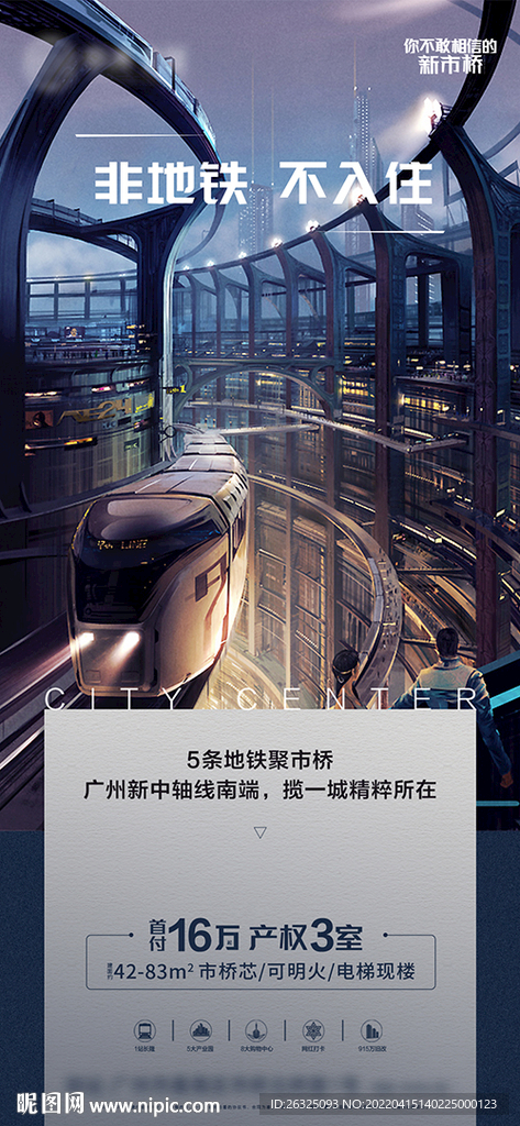 地产系列城市夜景繁华中心地铁
