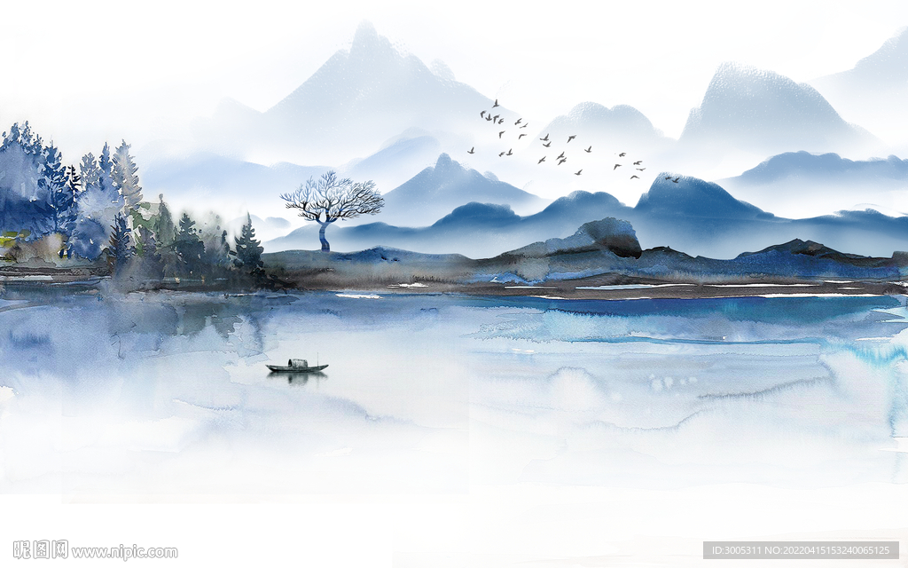 轻奢装饰画 意境水墨山水画