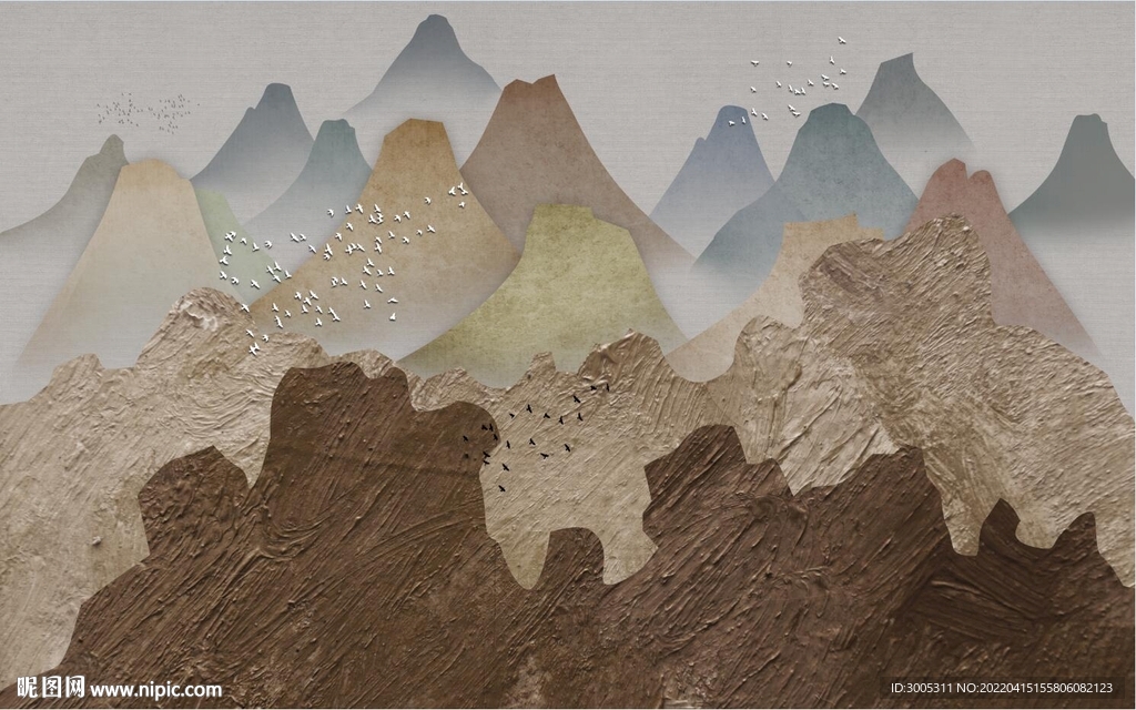 轻奢装饰画 意境水墨山水画