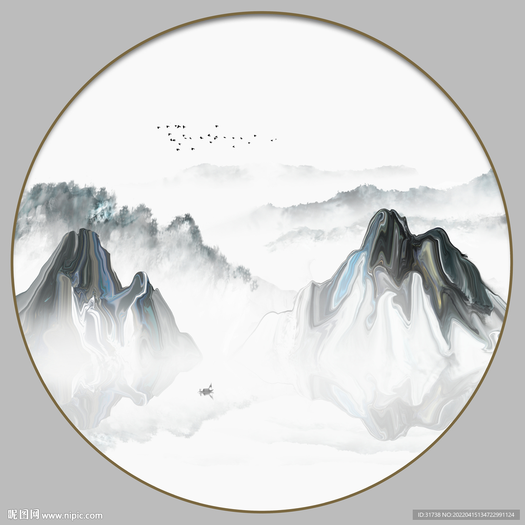 抽象水墨山水画