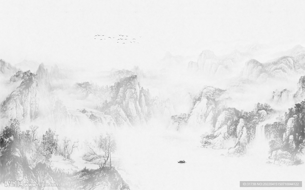 意境水墨山水画