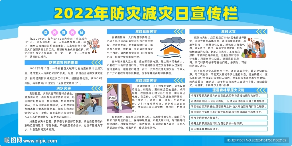 2022年防灾减灾日展板