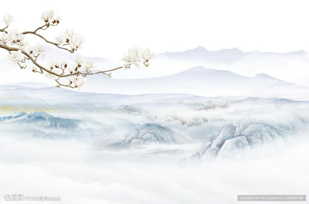 山水花鸟背景墙