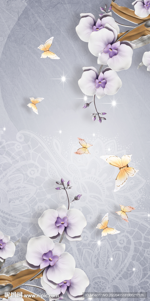 蝶恋花唯美玄关装饰画
