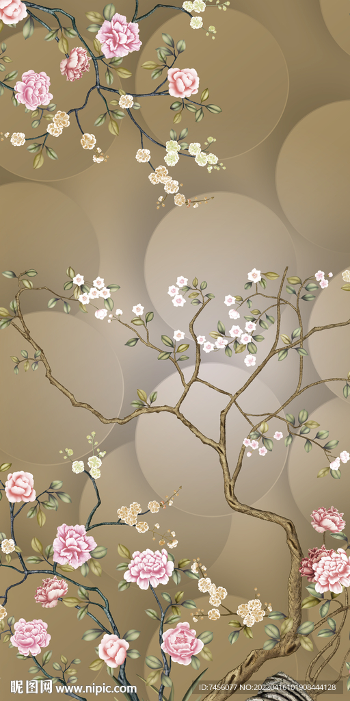 花卉花枝立体玄关装饰画