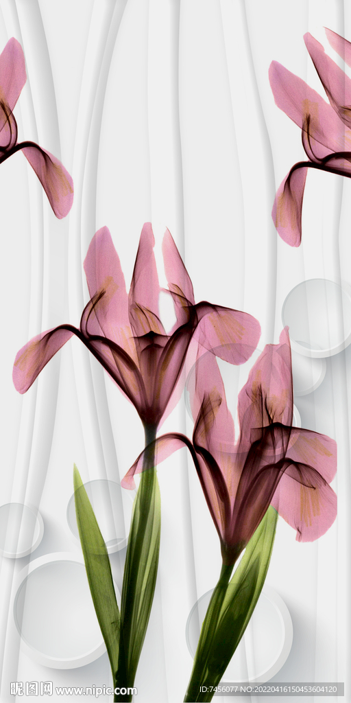 透明紫色兰花立体玄关过道