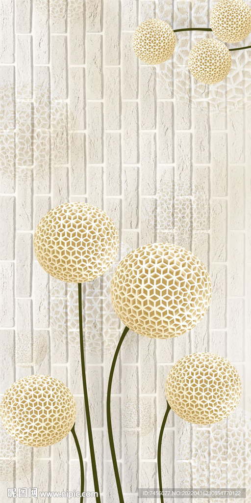 唯美圆球花卉墙面玄关过道