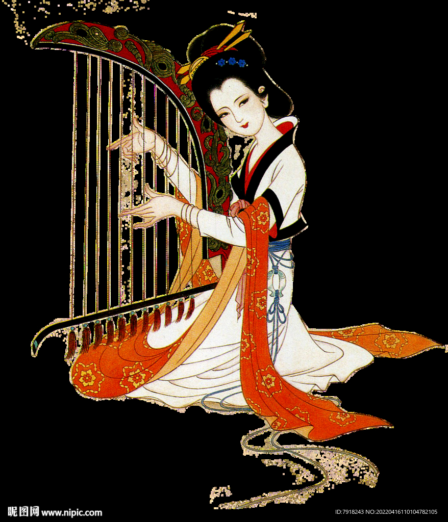 箜篌图 古典美女 钻石画