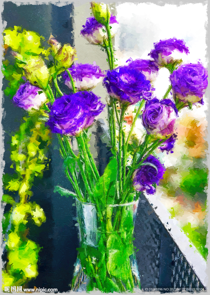 50X70厘米数字油画紫色花朵