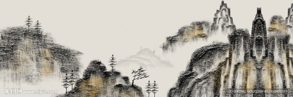 轻奢装饰画 水墨山水画