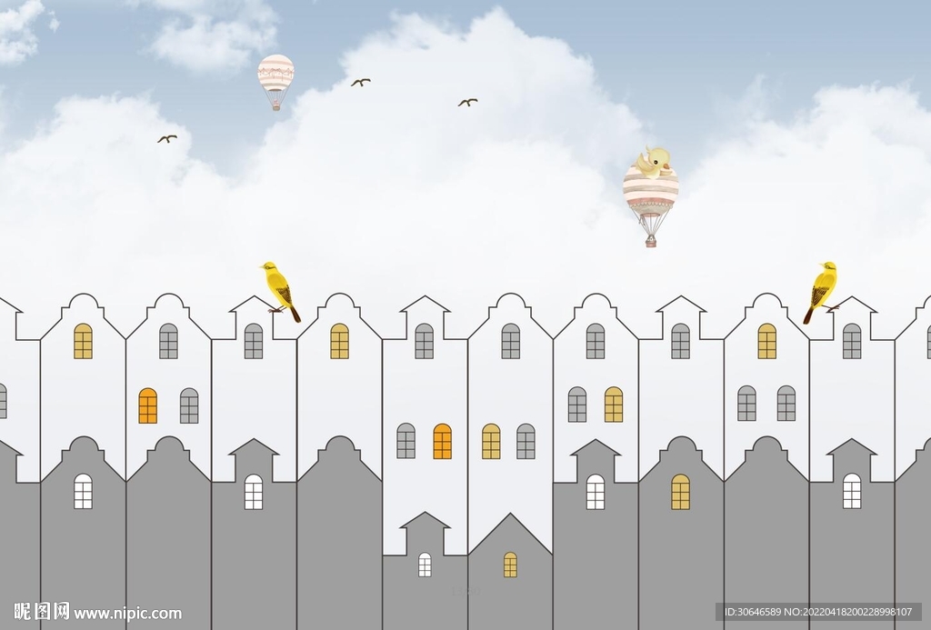 手绘卡通儿童气球壁纸