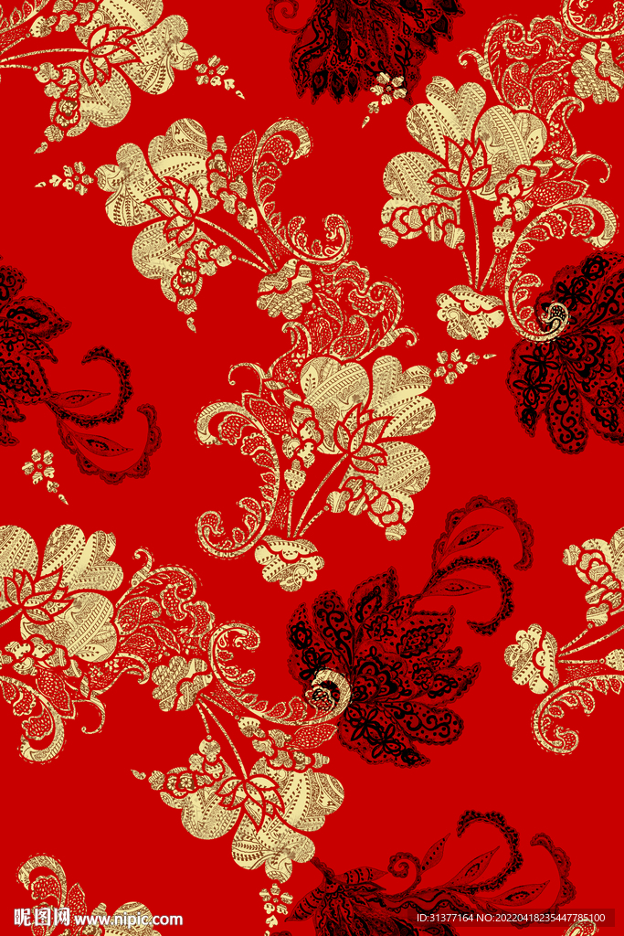 抽象卷草纹花卉