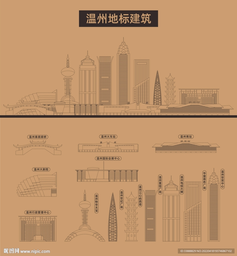 温州地标建筑剪影