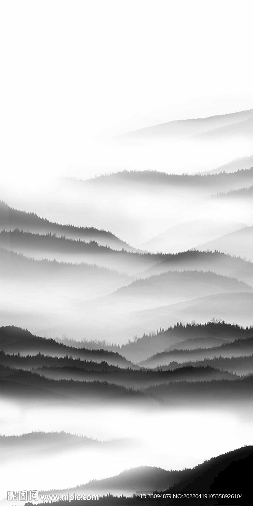 高清水墨山水背景打印图