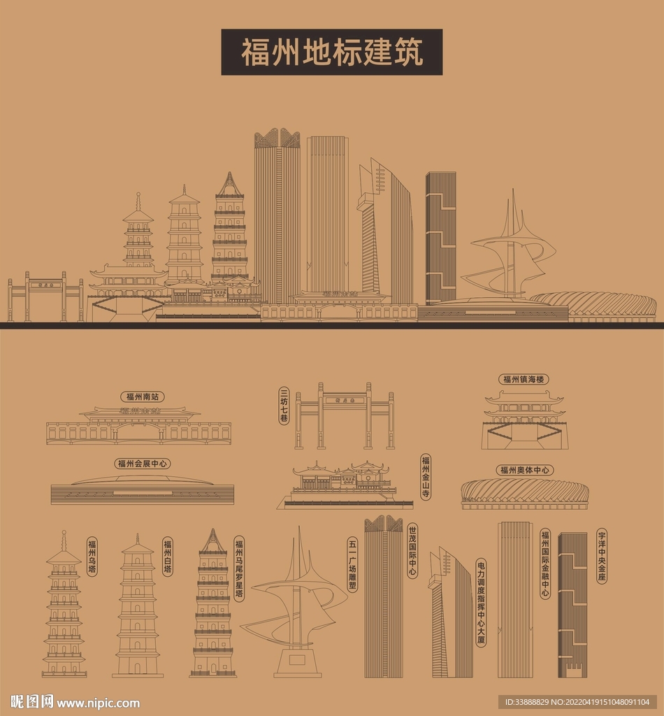 福州地标建筑剪影