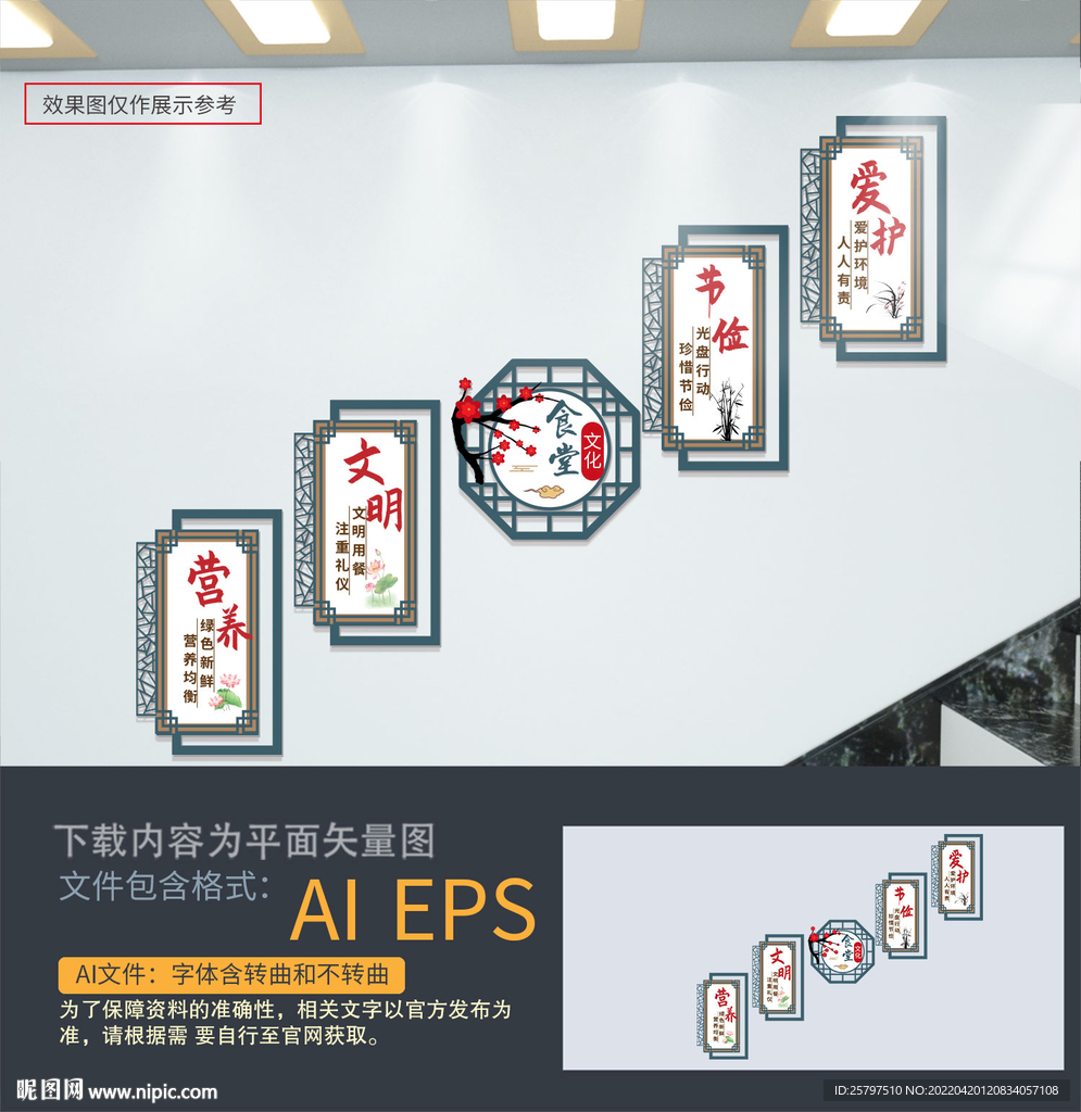 食堂餐厅楼梯文化墙