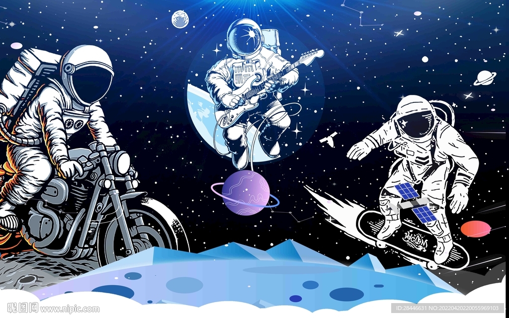 太空儿童房背景墙