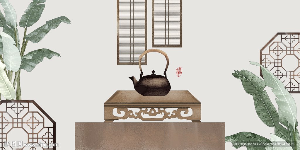 轻奢装饰画 茶室茶壶