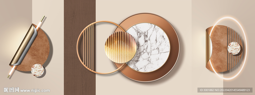 轻奢装饰画光影画几何图形圆