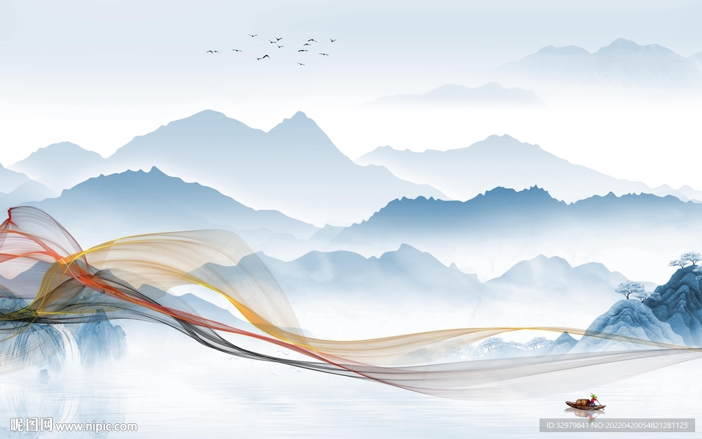 中式 简约别墅山水 TIF分层