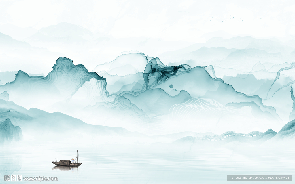 中式 高端客厅山水 TIF分层