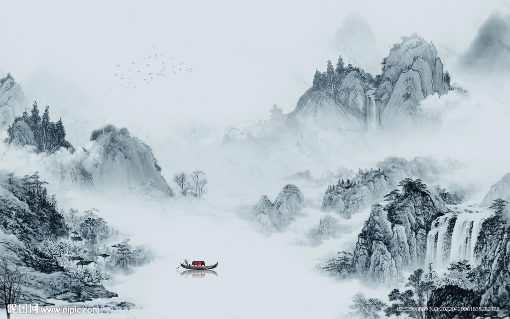 现代 高端客厅山水 TIF分层