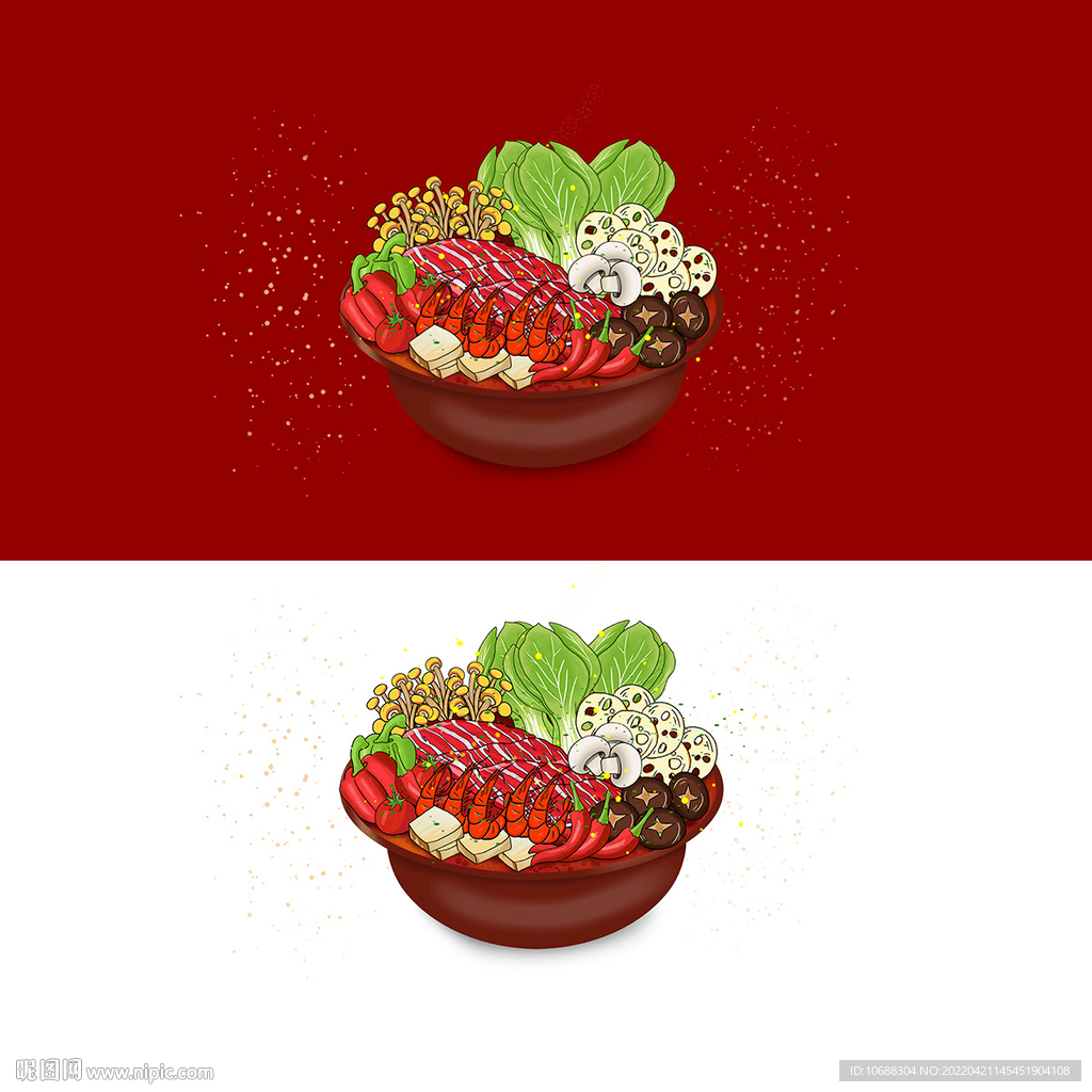 火锅手绘插画