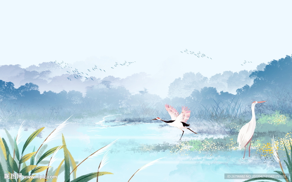 湿地丹顶鹤