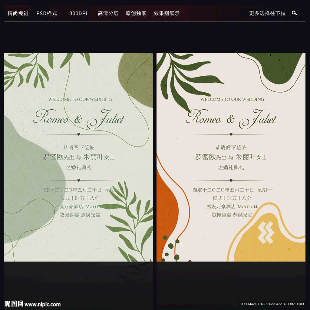 莫兰迪手绘婚礼生日迎宾海报水牌