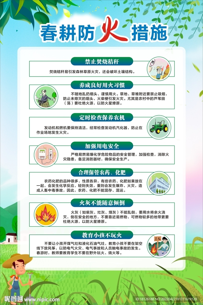 春耕防火措施海报