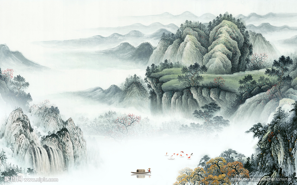 国画高清画山水 TIF分层图