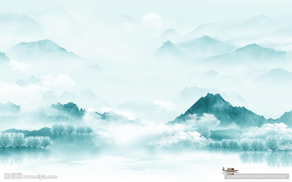 高档 意境客厅山水 tif分层