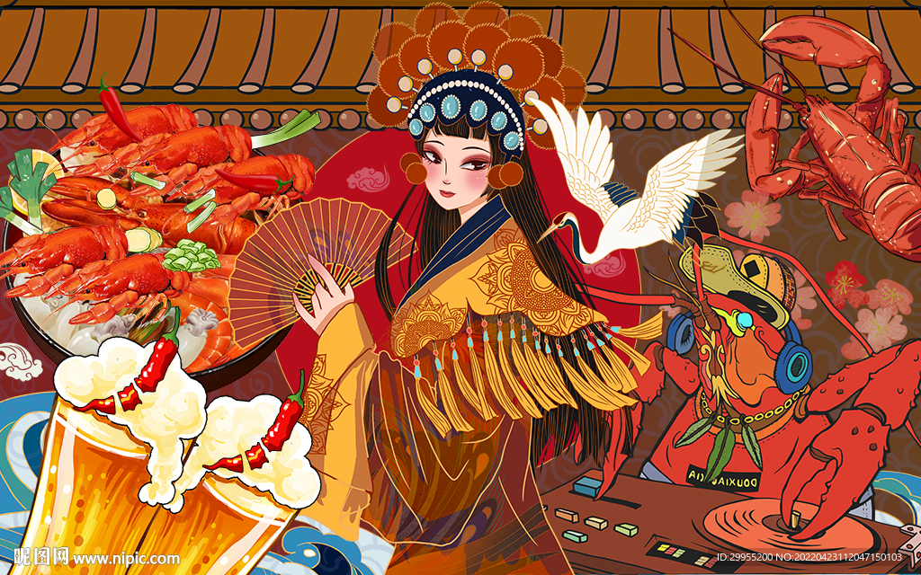 龙虾背景墙