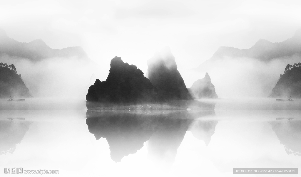 轻奢装饰画 新中式水墨山水画