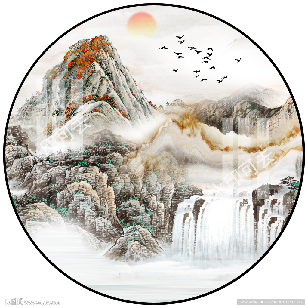 圆形山水画