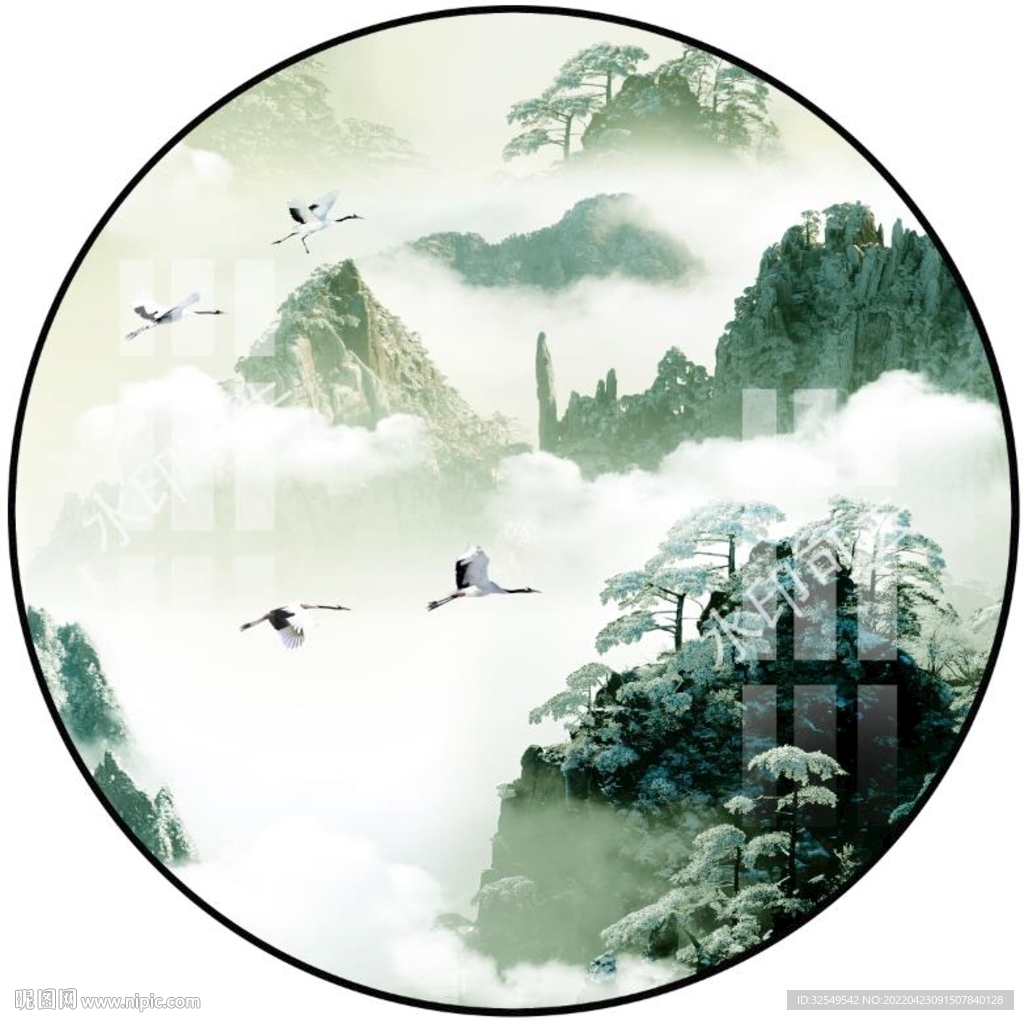 圆形山水画
