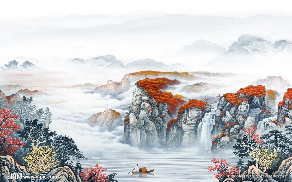 国画客厅最新山水 TIF分层